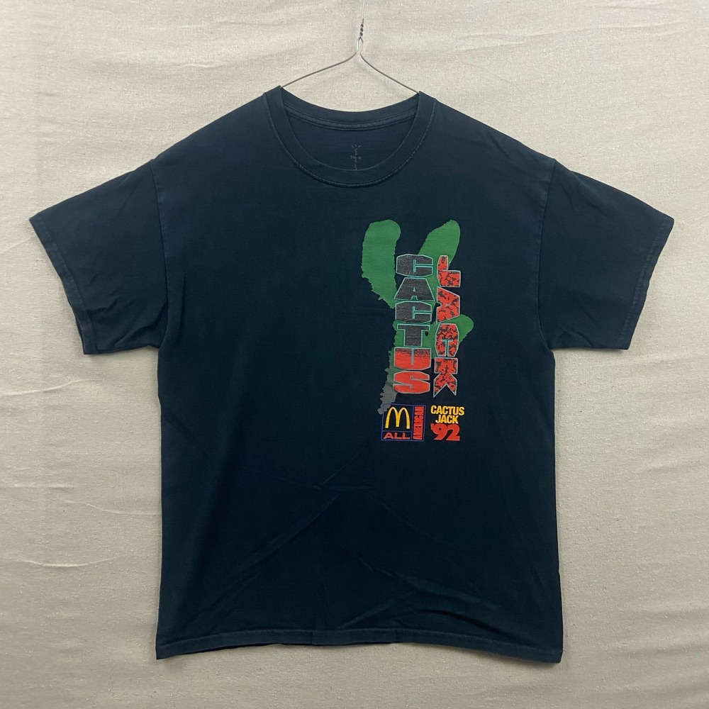 Travis Scott Cactus Jack‎ McDonald's T-Shirt M Black Graphic Print 2020 Collab